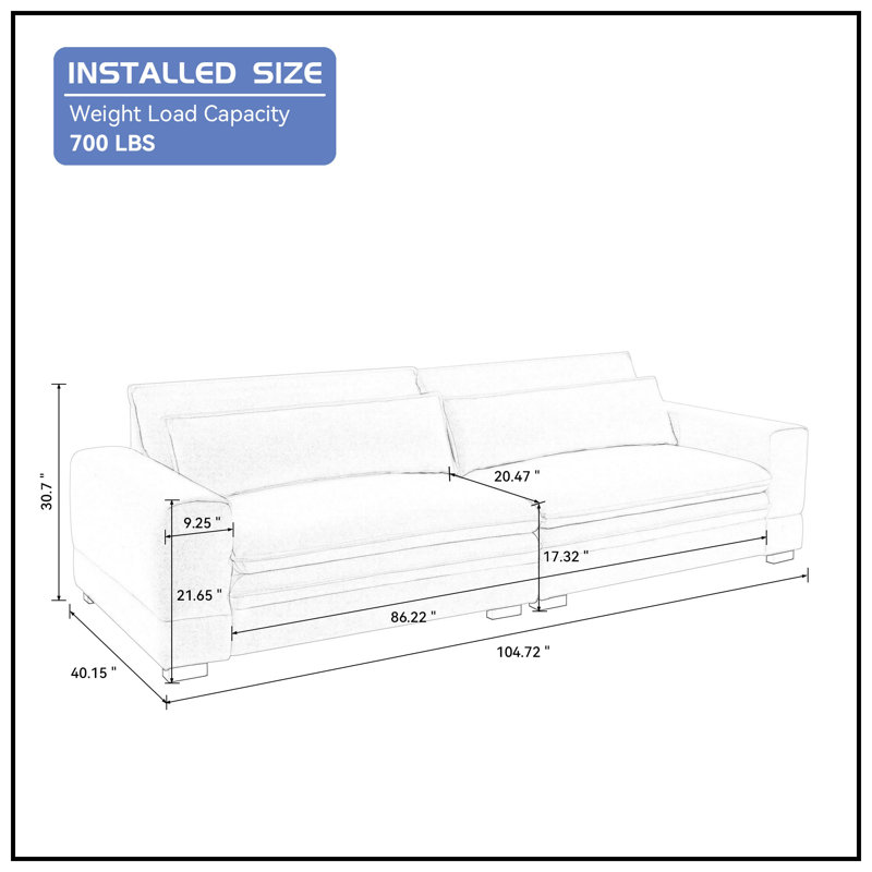 Lamere Upholstered 104.72'' Sofa, Beige
