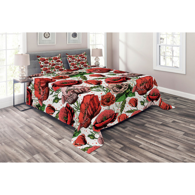 Poppy Farmhouse / Country Polyester Floral Coverlet