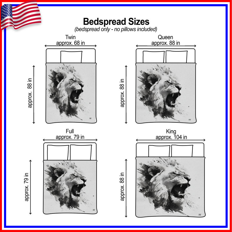 Roaring Lion Art Bedding Lion Bedspread Animal, Full / Double