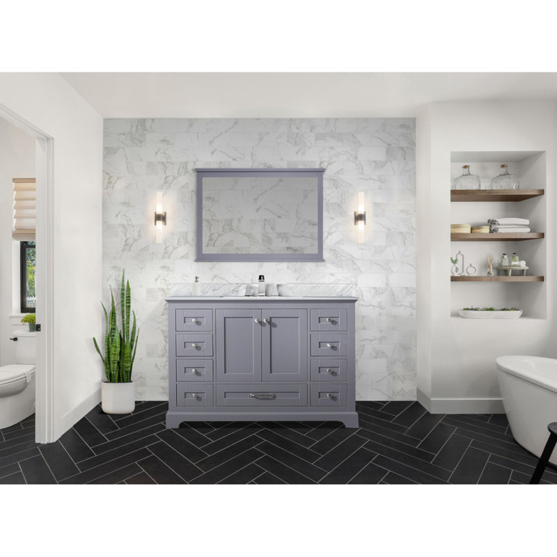 Dark Grey Single Bath Vanity 48 In. W X 22 In. D, And 46 In. Mirror, Dark Grey