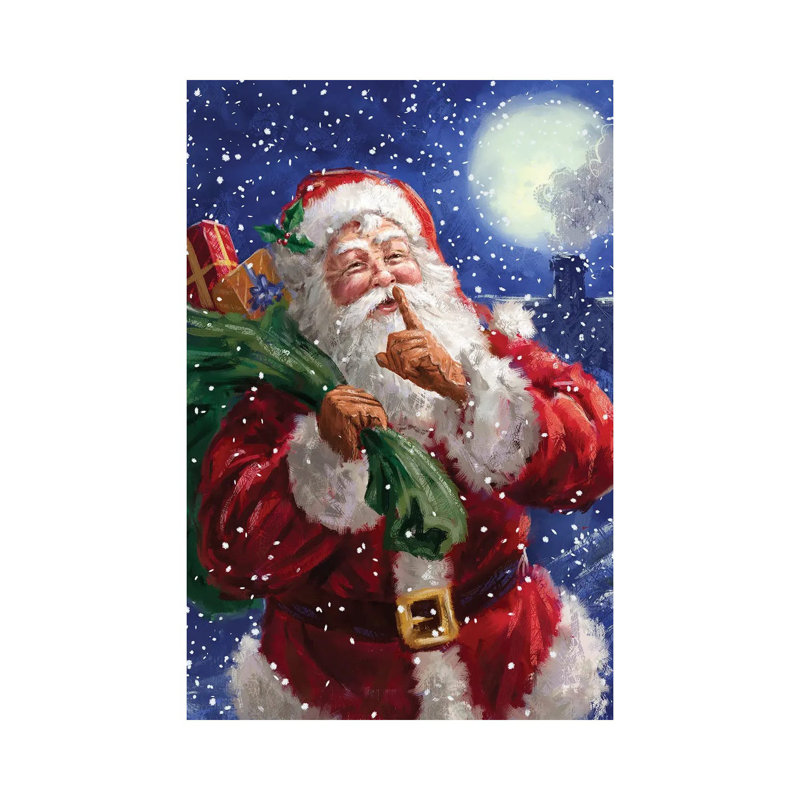 Santa On Blue With Moon by Marcello Corti - Painting on Canvas, Wrapped Canvas, 66.04 cm H x 45.72 cm W x 1.91 cm D