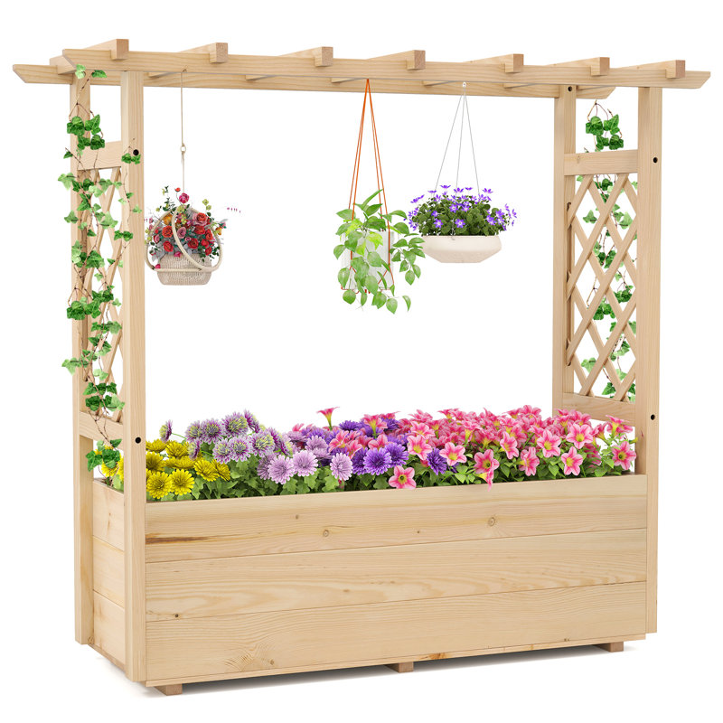 Wood Planter Box, Beige