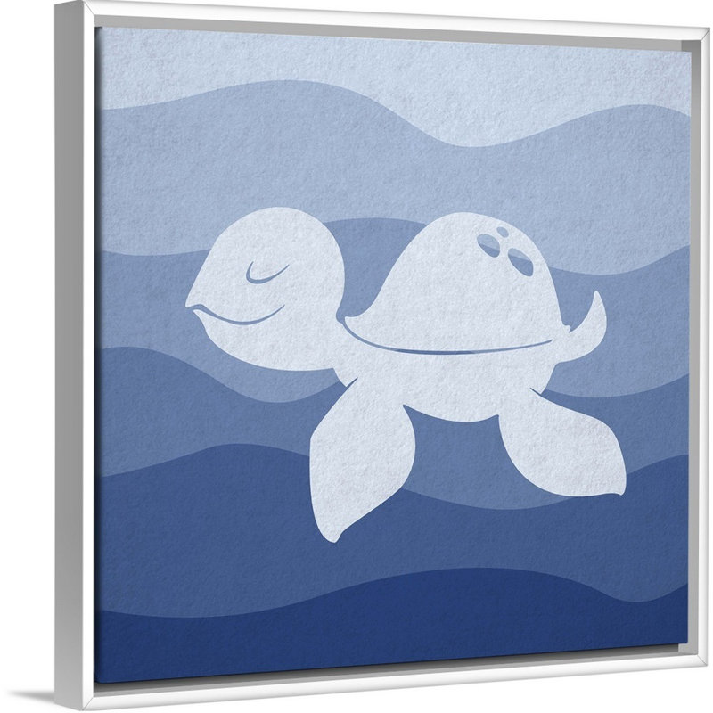« sea tortue », impression Underwater Nursery, Cadre pour toile flottant blanc, H 12 po x l 12 po x P 1,75 po