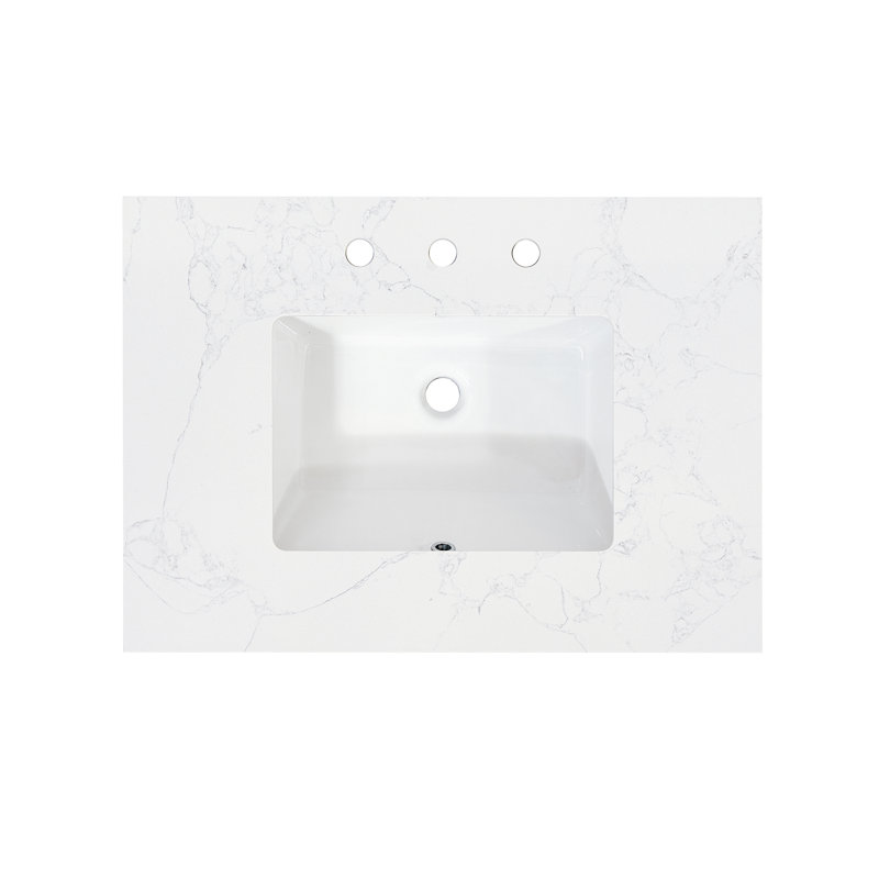 Ceres 31" White Engineered Stone Vanity Top with Undermount Sink