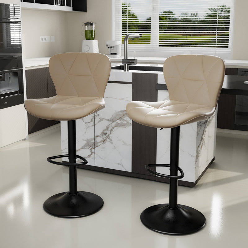 Swivel Upholstered Adjustable Height Counter Stool with Metal Frame, Brown