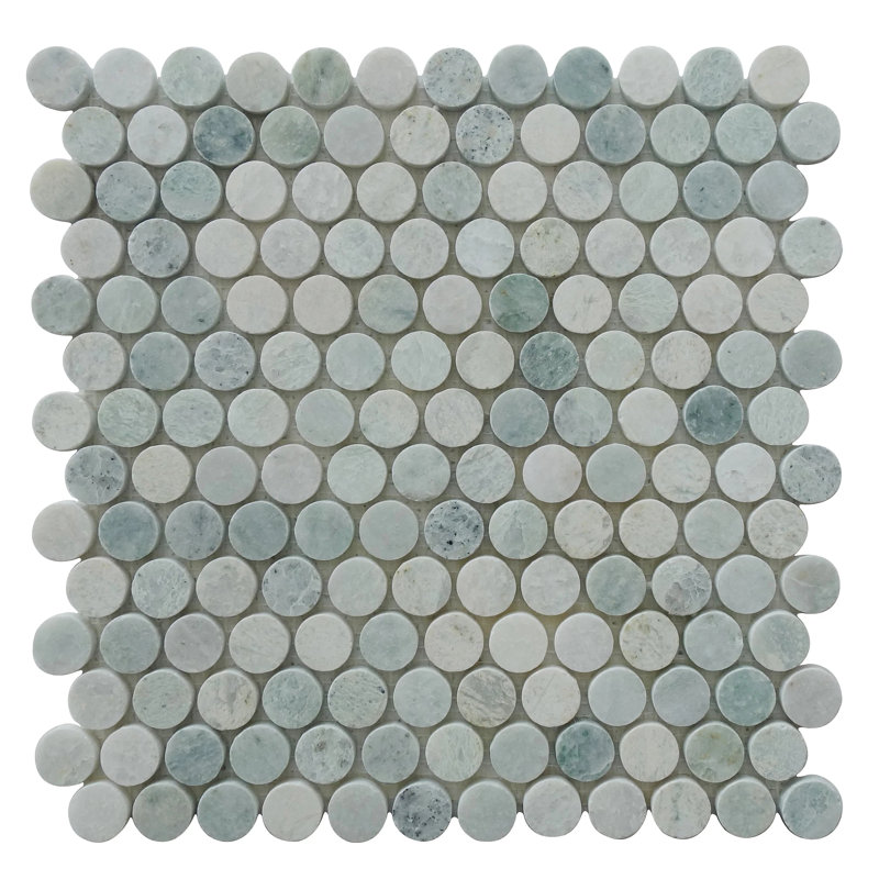 Carreau de mosaïque de plancher et de mur en marbre poli 12 po x 12 po Ming Green de 1 po Ming (1 pi. Ca.)