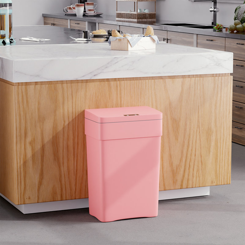 Poubelle de cuisine 13 litres avec couvercle en plastique 13 gallons avec couvercle, Rose