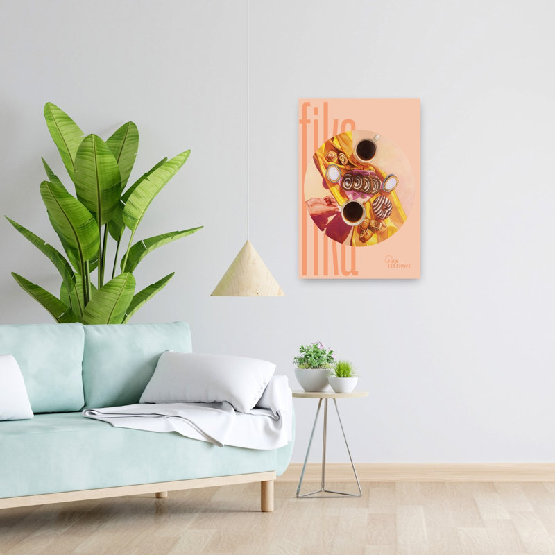 Fika Coffee Break, art mural contemporain, H 24 po x l 16 po