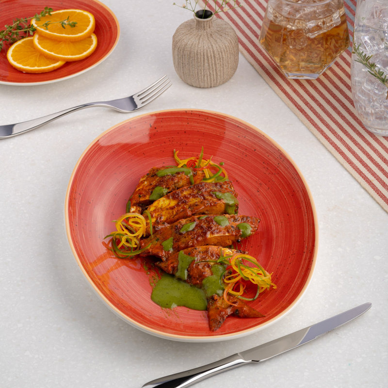 Assiette en porcelaine de qualité supérieure Twister-Red, Rouge