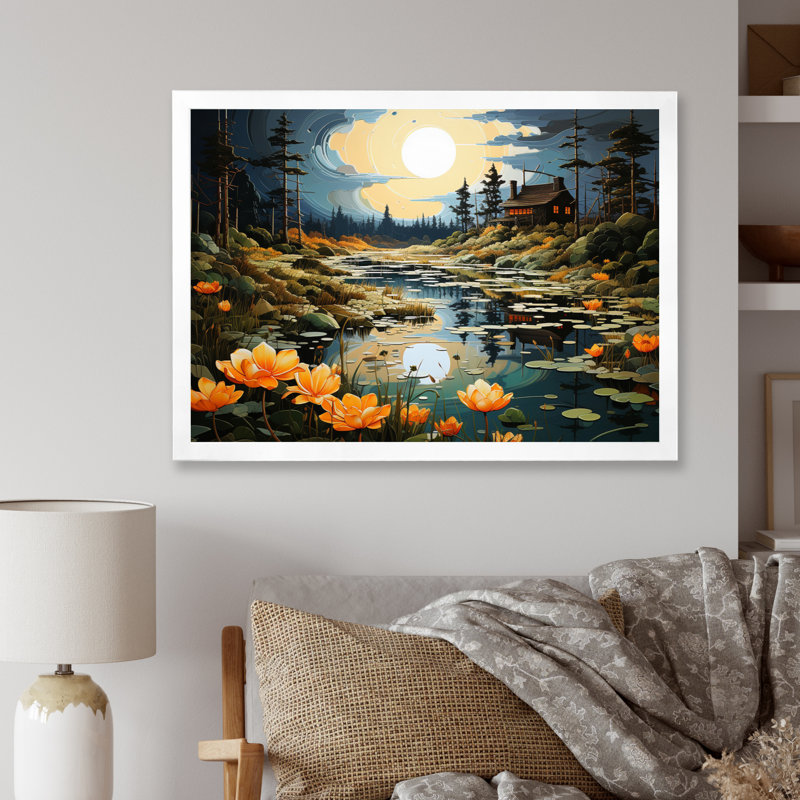 Banasky Barn Of Reflections sur toile, H 34 po x l 44 po x P 1,5 po, Cadre photo blanc