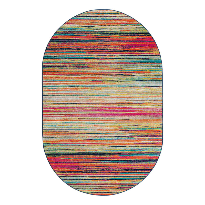 Analiese Striped Indoor Rug, Oval 5'3" x 8'