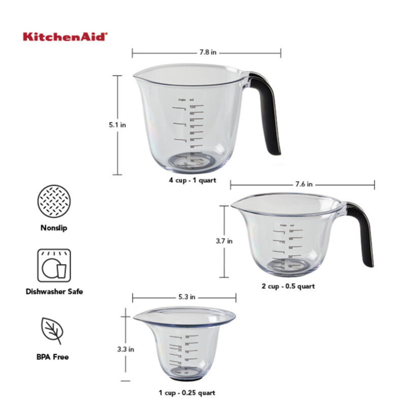 KitchenAid® Universal 3-Piece Measuring Jug Set, Black