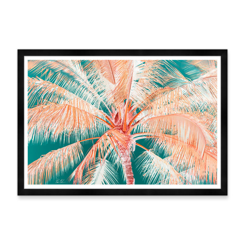 Palmier tropical en orange et vert, Noir, H 29 po x l 42 po x P 1,5 po