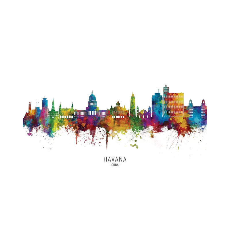 Havana Cuba Skyline by Michael Tompsett - Wrapped Canvas Print, 20.32 cm H x 30.48 cm W