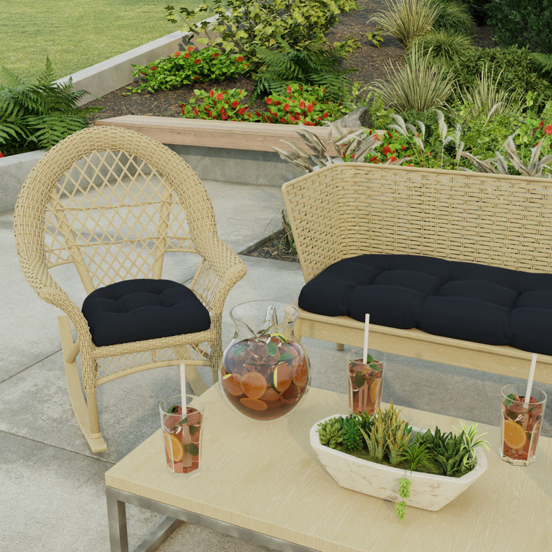 Outdoor Wicker Seat Cushion, Navy