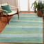 Tapis rayé bleu en laine touffeté à la main Mullican-29677693