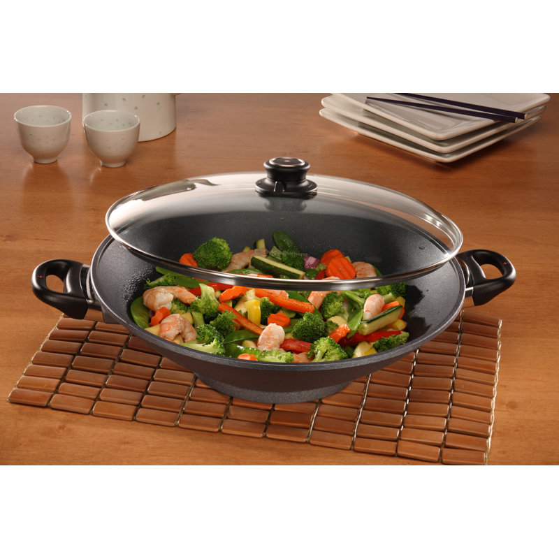 Swiss Diamond 14" Induction Non-Stick Alumimum Wok with Lid