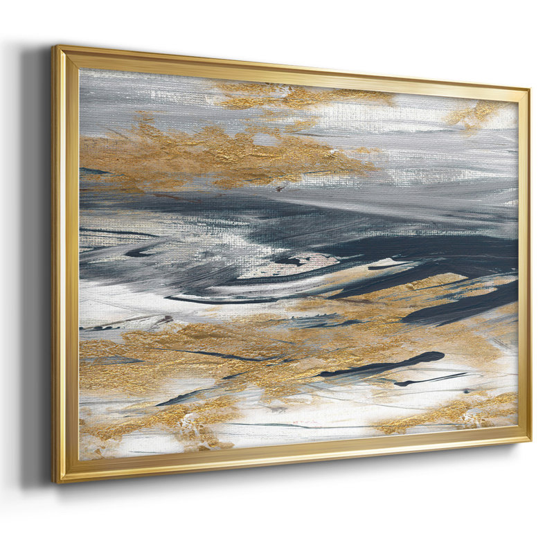 Tumultueuse marine, reproduction sur toile encadrée, Or, H 14 po x l 20 po x P 1,5 po