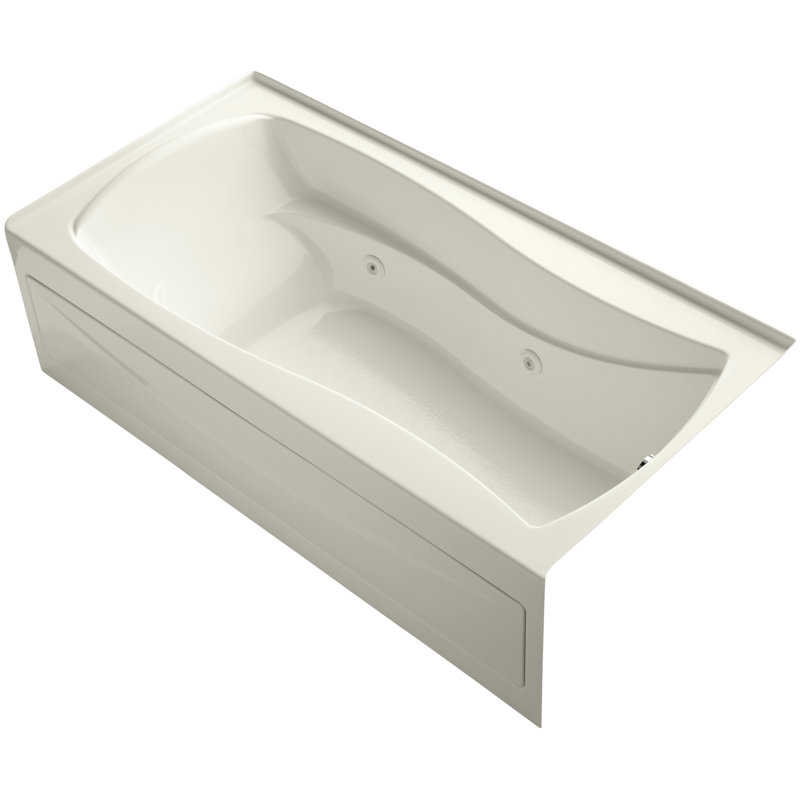 Mariposa® 72" x 36" Whirpool Bathtub, Biscuit, Right