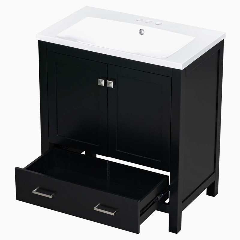 Ensemble de meuble-lavabo simple 30 po Artrell, Noir