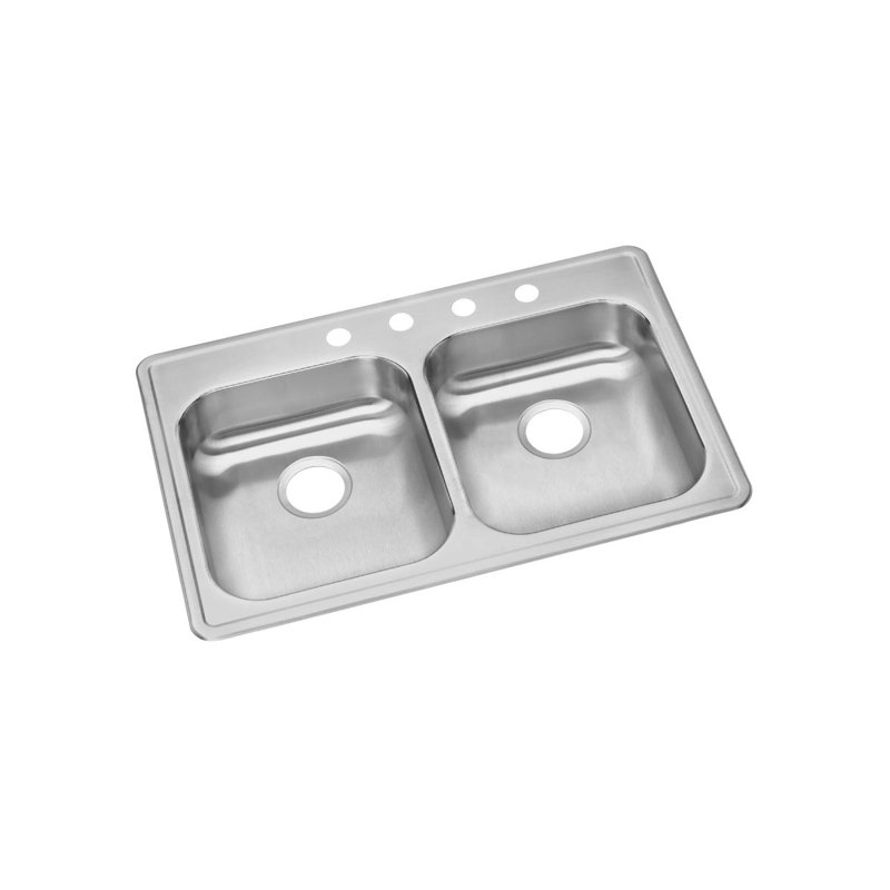 Dayton 33" L x 21" W Double Basin Drop-In Kitchen Sink, 4 hole