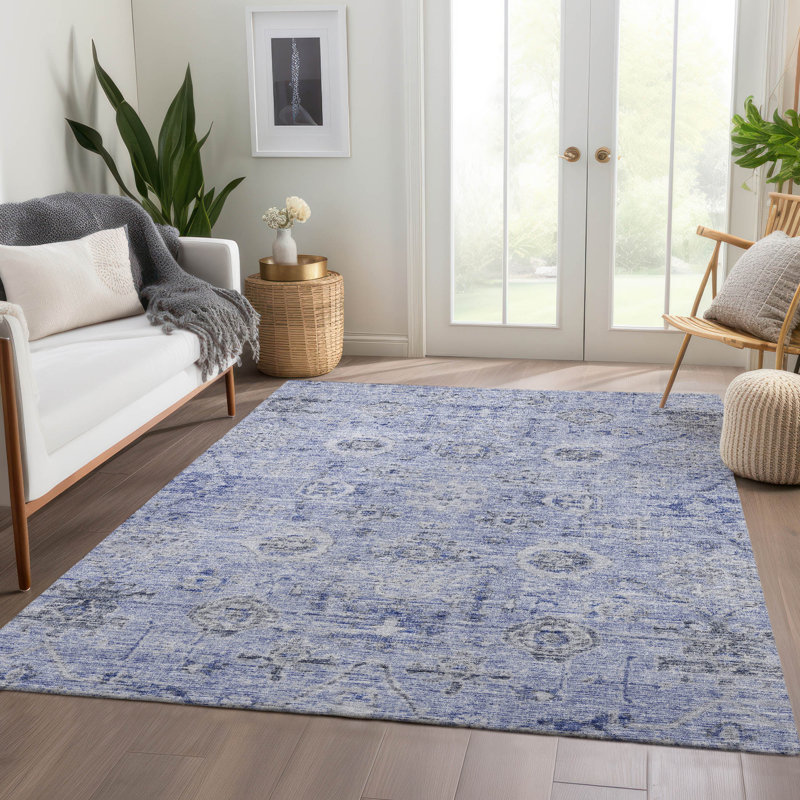 Tapis bleu intérieur / extérieur lavable à la machine Chantille ACN1110, Rectangle 9 pi x 12 pi