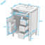 Meuble-lavabo autoportant avec lavabo en céramique, charnières à fermeture en douceur, tiroir rabattable et support de rangement double couche