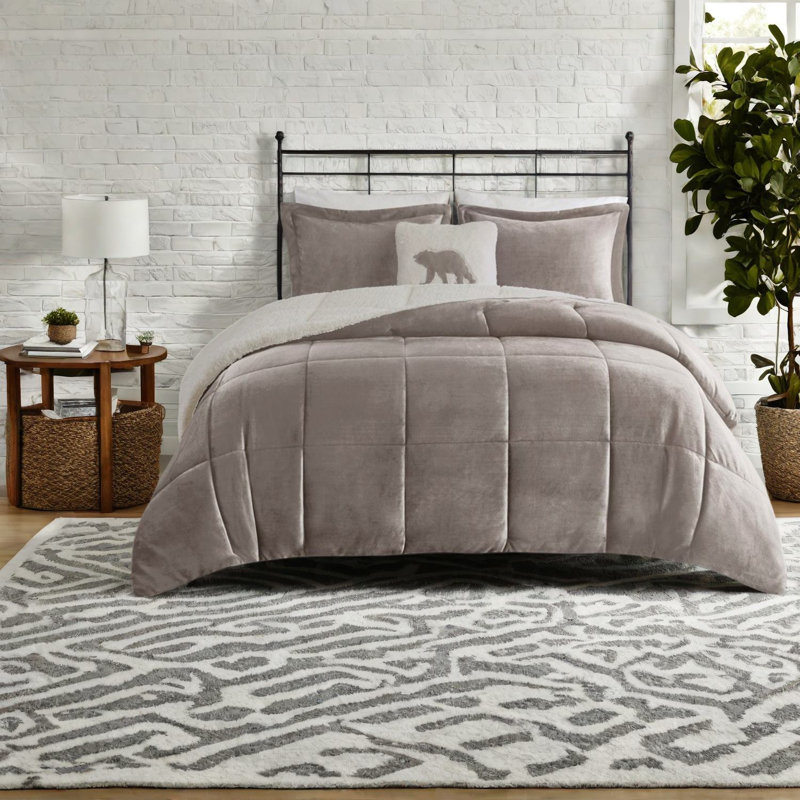 Ensemble de literie Cozy Plush To Sherpa, édredon en polyester hypoallergénique, style chalet rustique