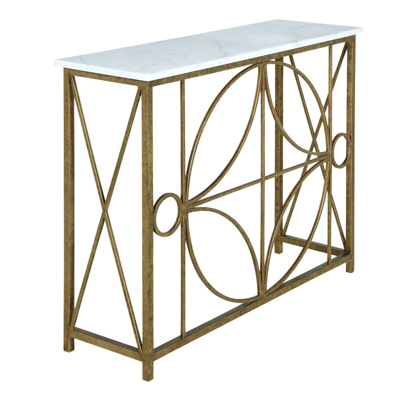 Rome Console Table, Royal Gold, Carrera Marble