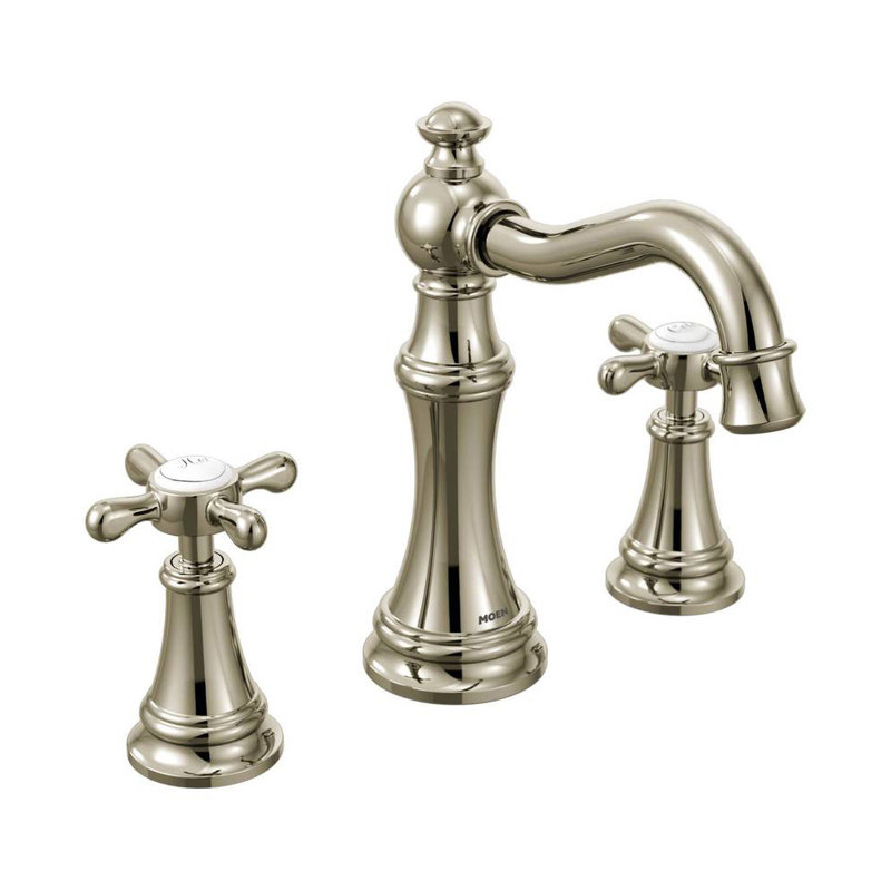 Weymouth High Arc Brushed Nickel Lav Faucet Kit With Valve 9000, Polished Nickel