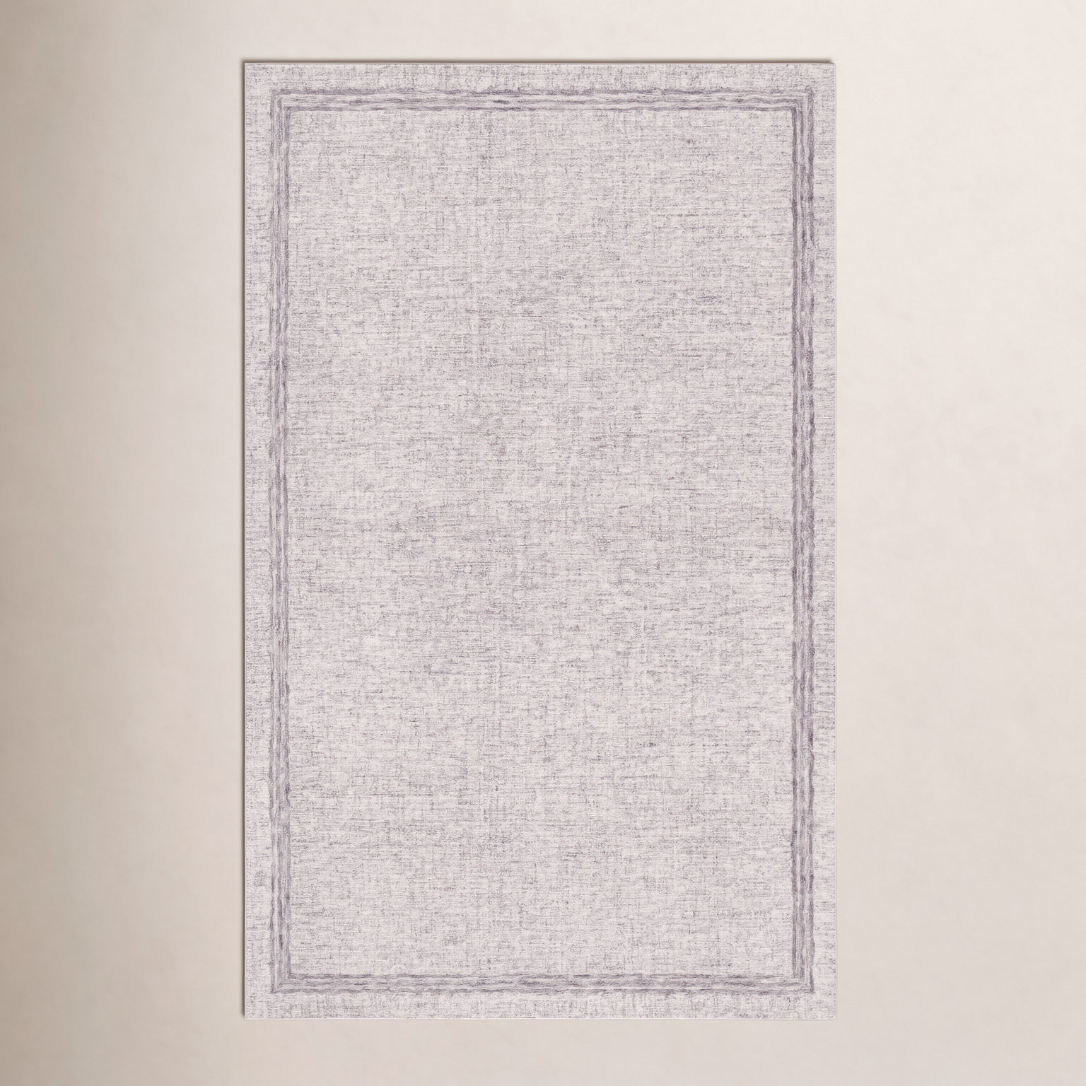 Gray Beige Hand-Tufted Wool Rug, Rectangle 8' x 10'
