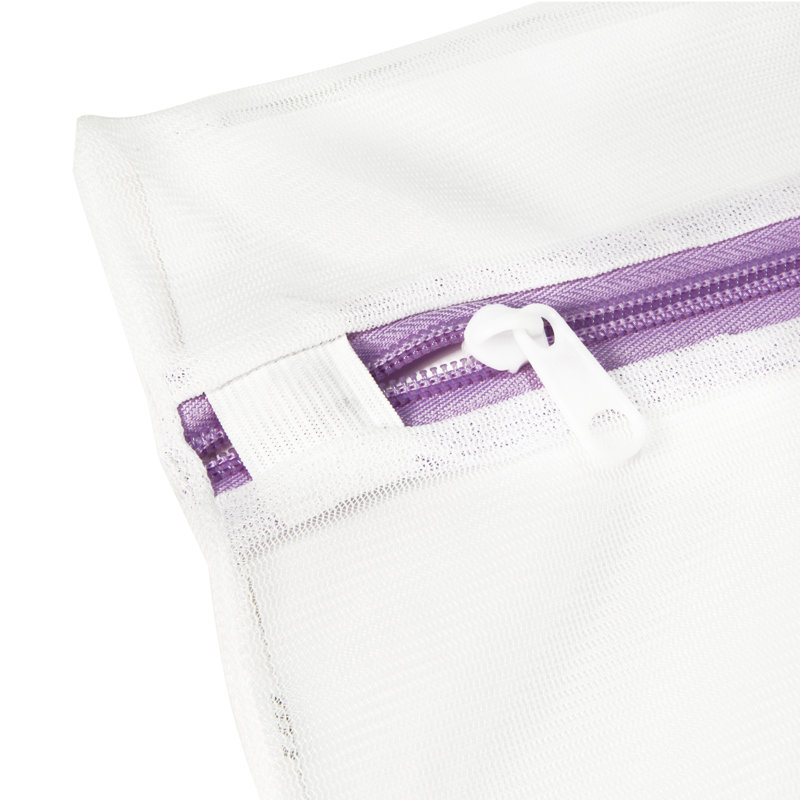 White Mesh Laundry Wash Bags with Colored Zippers, Set of 3