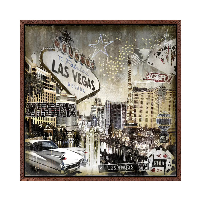 Las Vegas by Dylan Matthews - Single Picture Frame Print on Canvas, 93.98 cm H x 93.98 cm W, Brown Framed