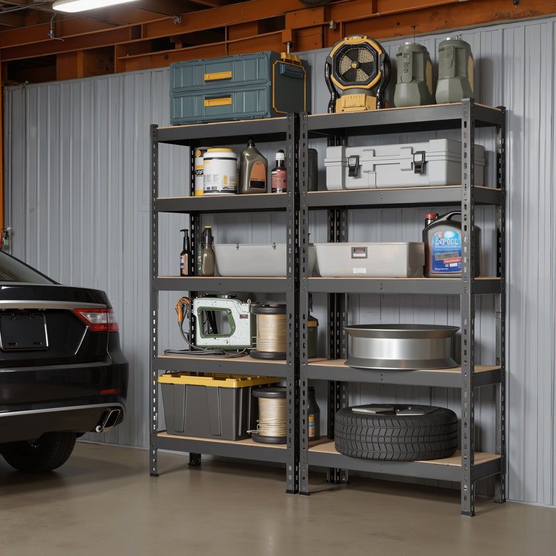 Étagères de rangement à 5 niveaux, ensemble de 2, étagères de rangement de garage réglables, assemblage sans boulon, pour sous-sol