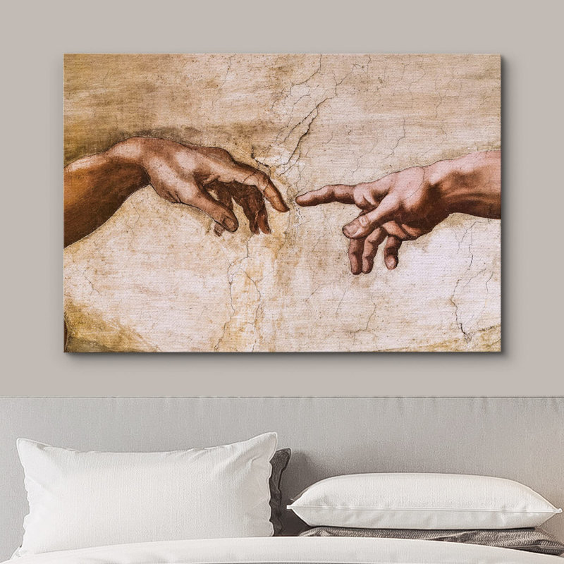 La création d'Adam par Michel-Ange sur toile, H 24 po x l 36 po x P 1,5 po