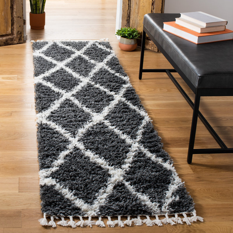 Moroccan Tassel Shag Performance Geometric Rug, Runner 2'2" x 8'