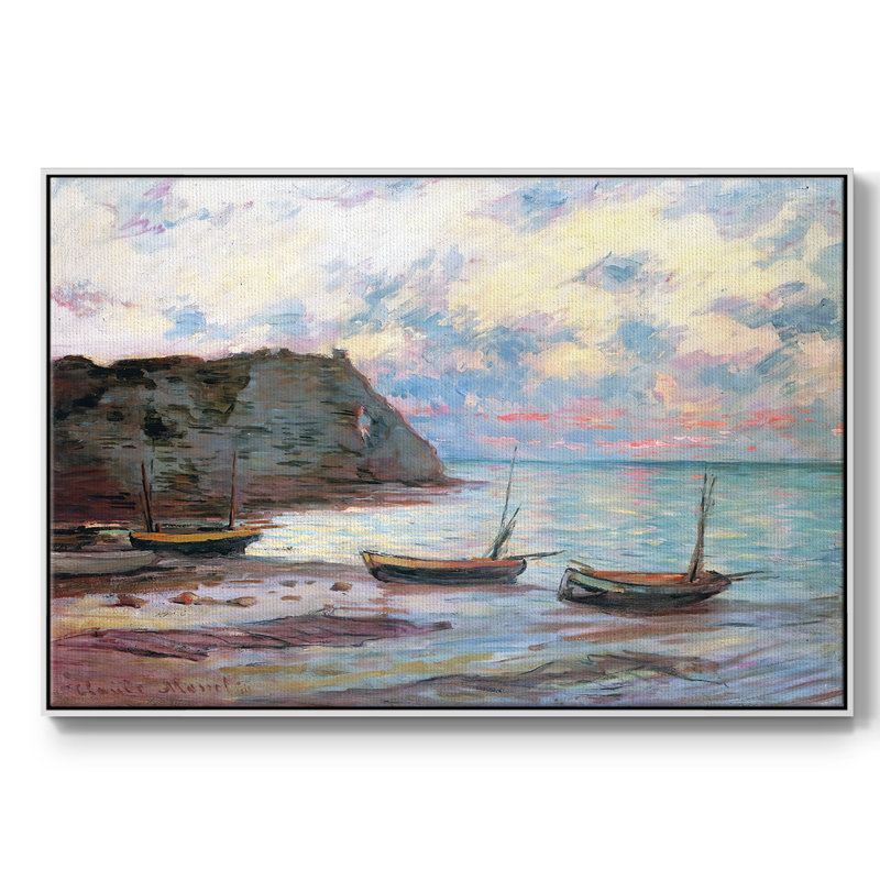 Sunset at Etretat, 1885, reproduction d'art sur toile, Toile encadrée flottée blanche, H 25 po x l 37 po x P 2 po