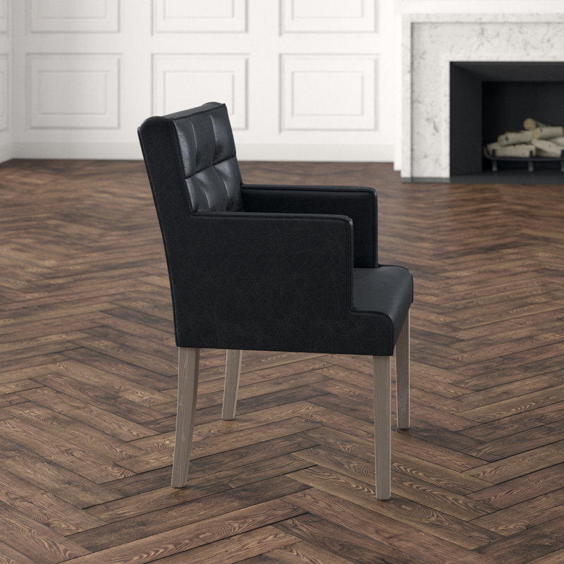 Avery Tufted Armchair, Black Faux Leather