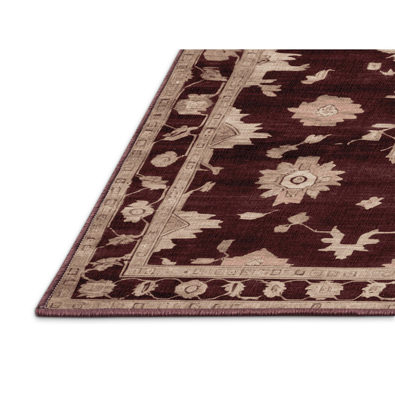 Machine Washable Overdyed Red Area Rug, Rectangle 2' x 3'
