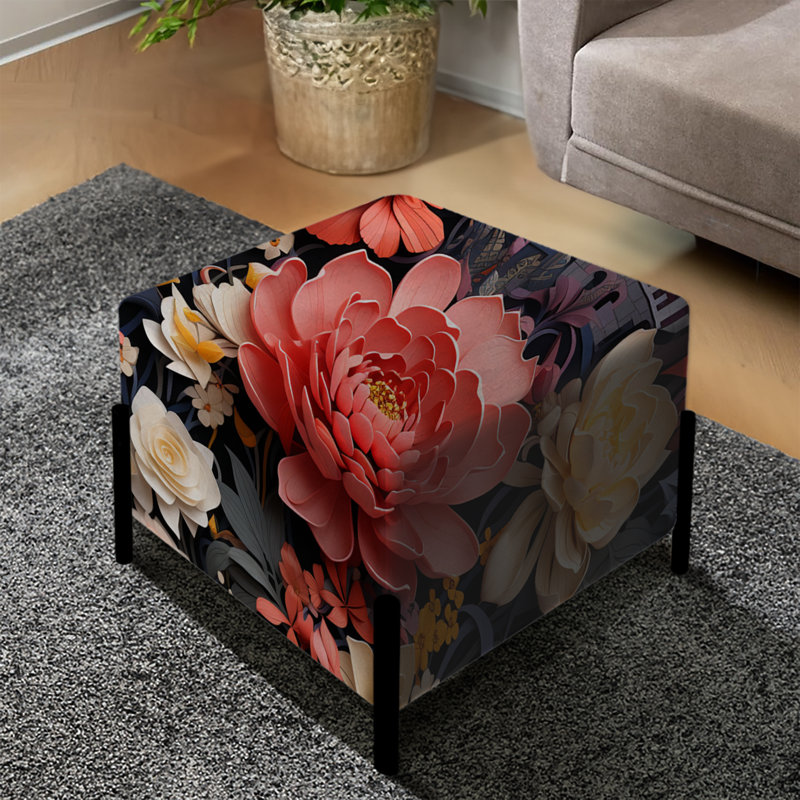 Rose et beige floral Oasis Castle Dreams - Repose-pieds carré floral