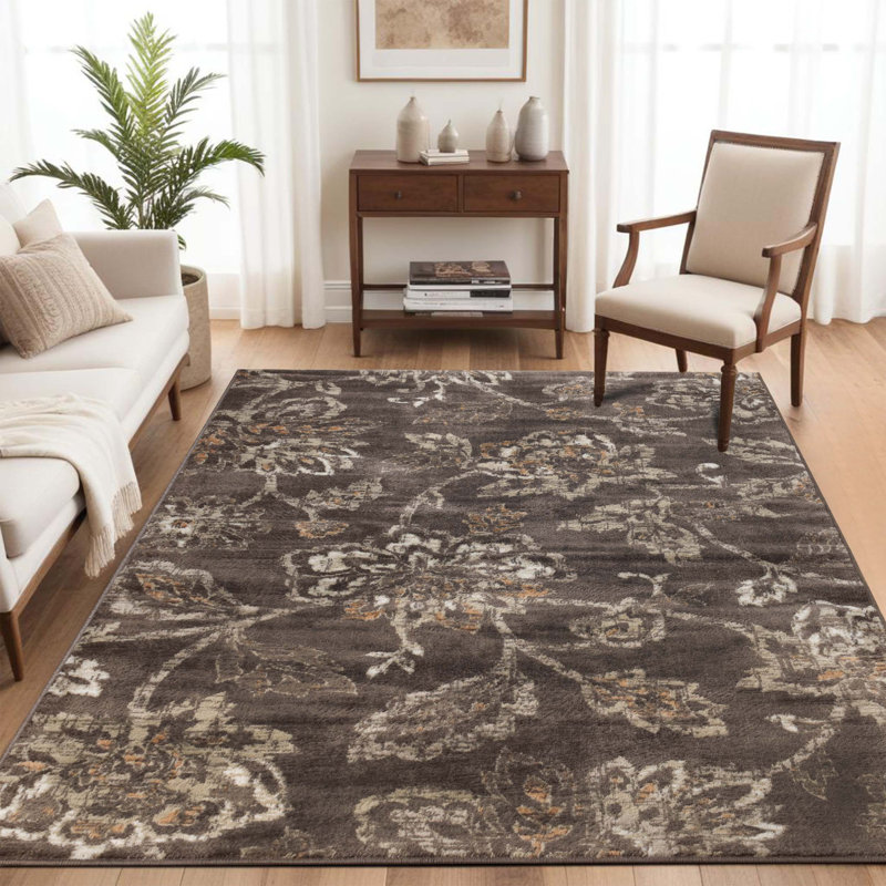 Tapis de couloir intérieur floral, Rectangle 4pi x 6 pi