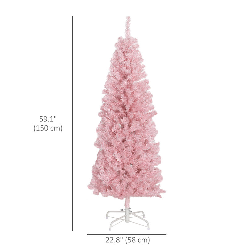5FT Artificial Christmas Tree with Automatic Open for Home Pink