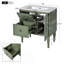 Ensemble de meuble-lavabo de style rétro avec lavabo en céramique 30 po, meuble-lavabo simple autoportant avec 2 tiroirs, armoire de rangement à cadre en bois, vert-964206552