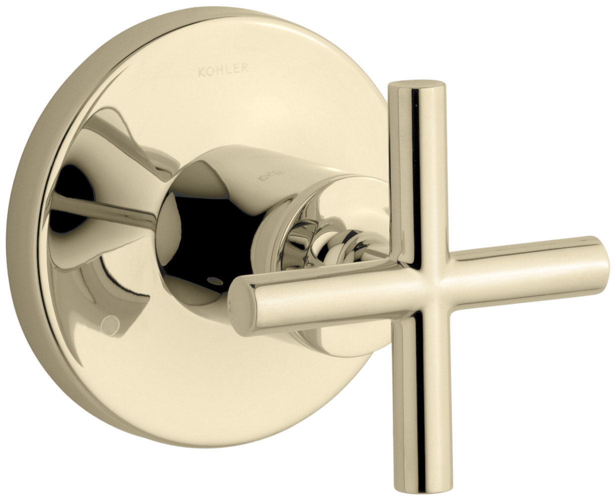 Purist Transfer Valve Trim with Cross Handle, Vibrant French Gold