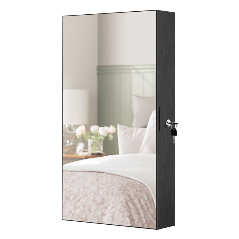 Armoire à bijoux avec miroir à suspendre, Noir, noir, noir, noir