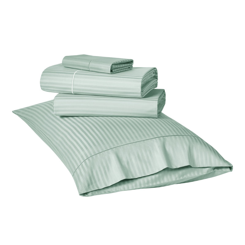 Ensemble de draps 100% coton à longues fibres 500 fils Kathy Ireland Heirloom (4 pièces), Vert granite