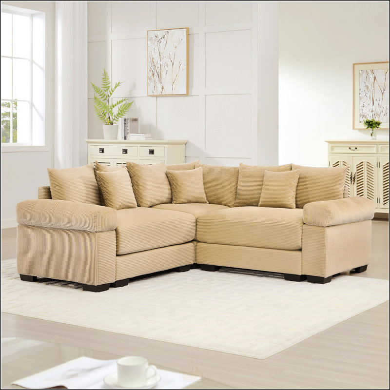 Canapé modulaire surdimensionné Cloud, H 34,2 po x l 79,1 po x P 79,1 po, Velours côtelé chameau