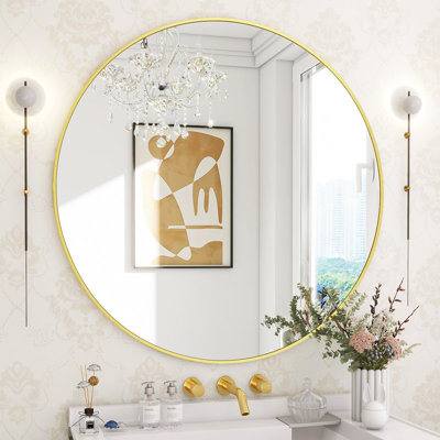 Bhagwanaram Aluminum Framed Round Wall Mirror