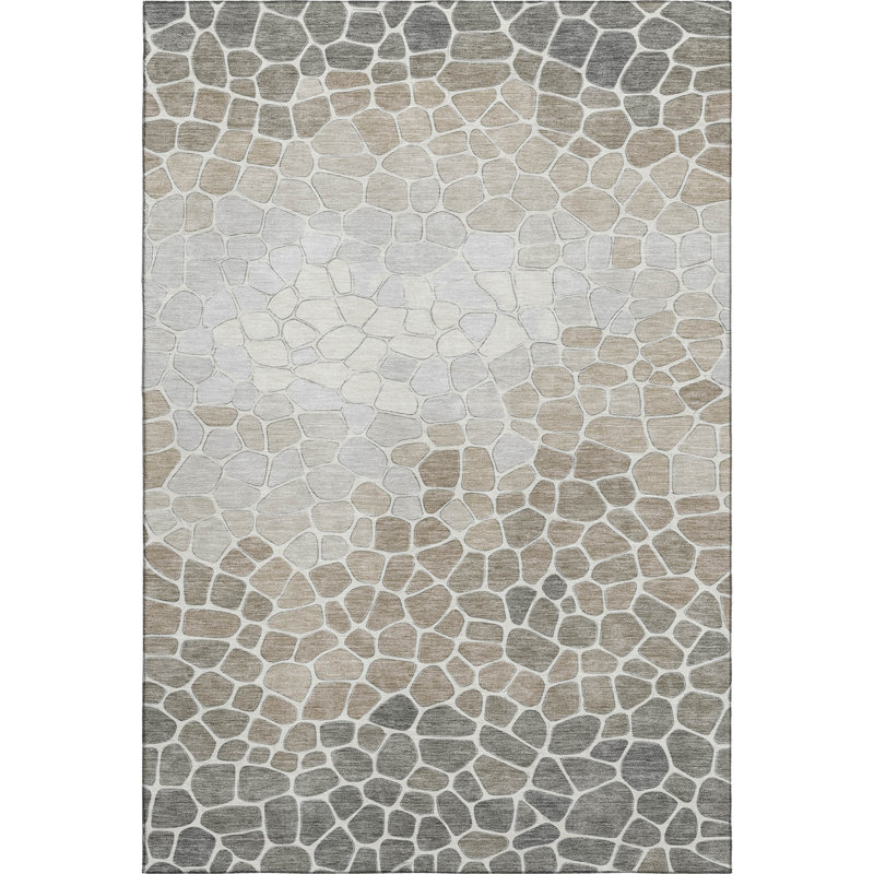 Premium Machine Washable Mayfield AMF2190 geometric Rug, Taupe, 2'6" x 3'10"