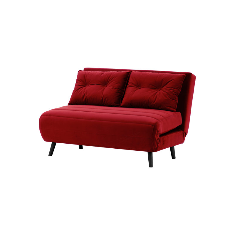 Donald 2 Seater Sofa Bed,  78cm H X 120cm W X 90cm D, Black, Red